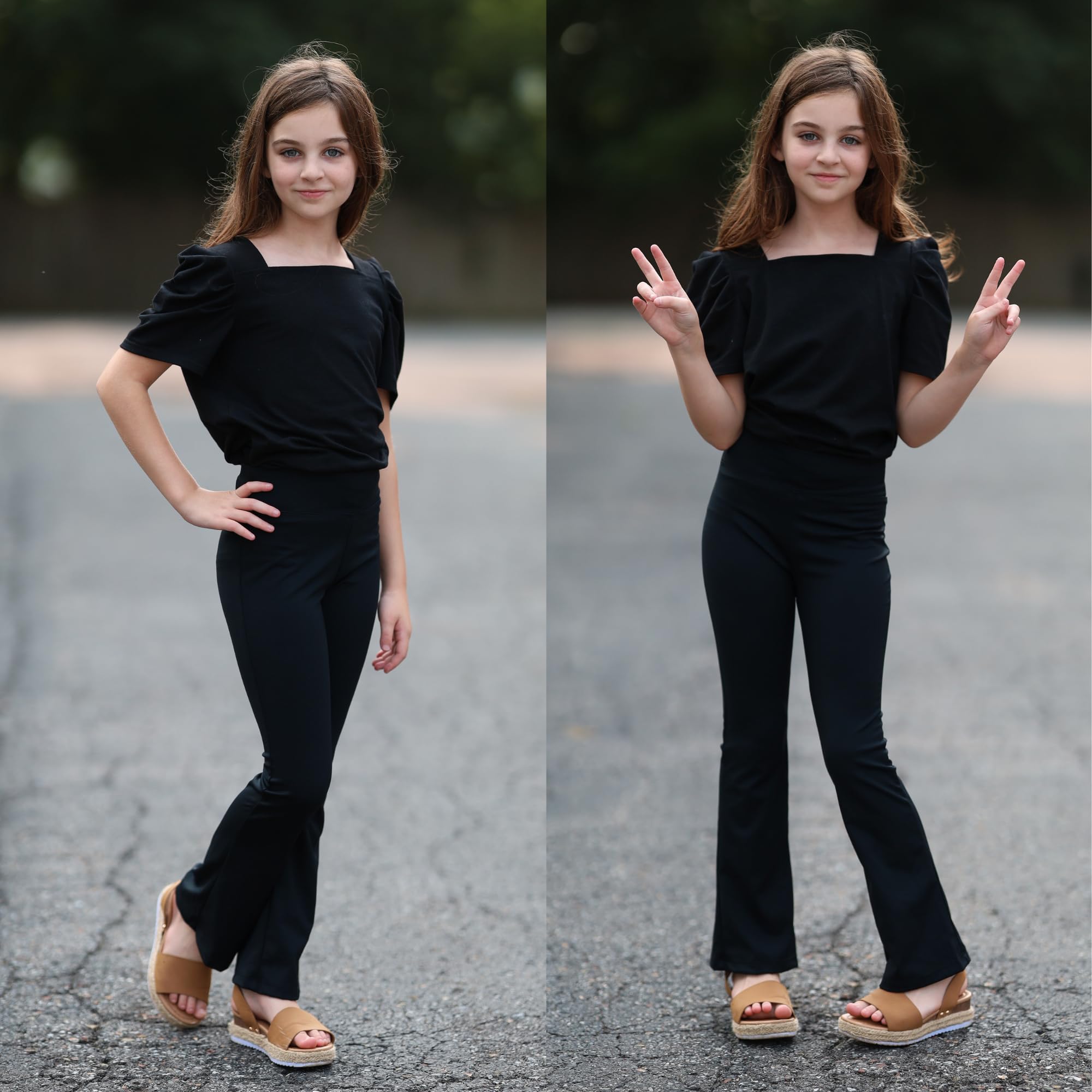 BIG ELEPHANT Polainas Acampanadas para niñas, Pantalones de Yoga Bootcut para niños, Medias Campanas para Entrenamiento de Baile