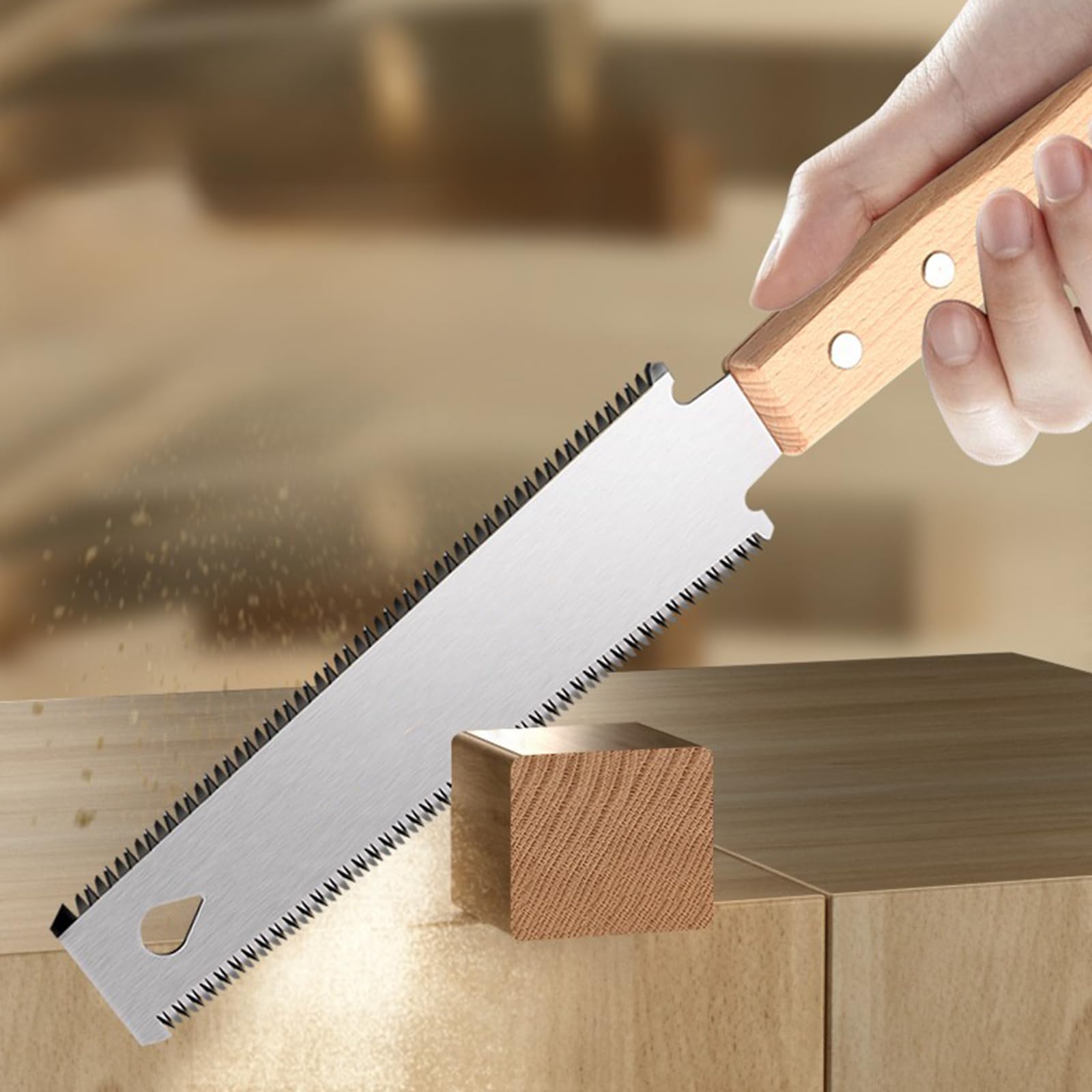 Piccola sega a mano, sega a mano giapponese, sega a filo, sega a tassello, sega per legno, sega a mano in acciaio SK-5, sega a doppio taglio, piccola sega domestica con manico in legno per la