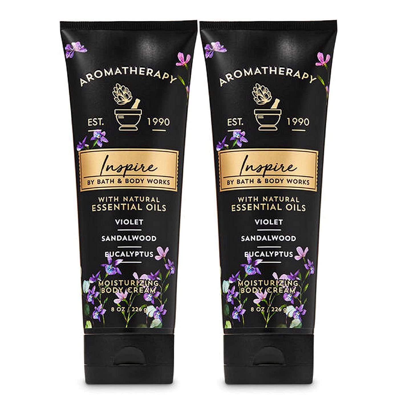 Bath and Body Works 2 Pack Aromatherapy Violet Sandalwood Eucalyptus Body Cream 8 Oz. (Violet Sandalwood Eucalyptus)