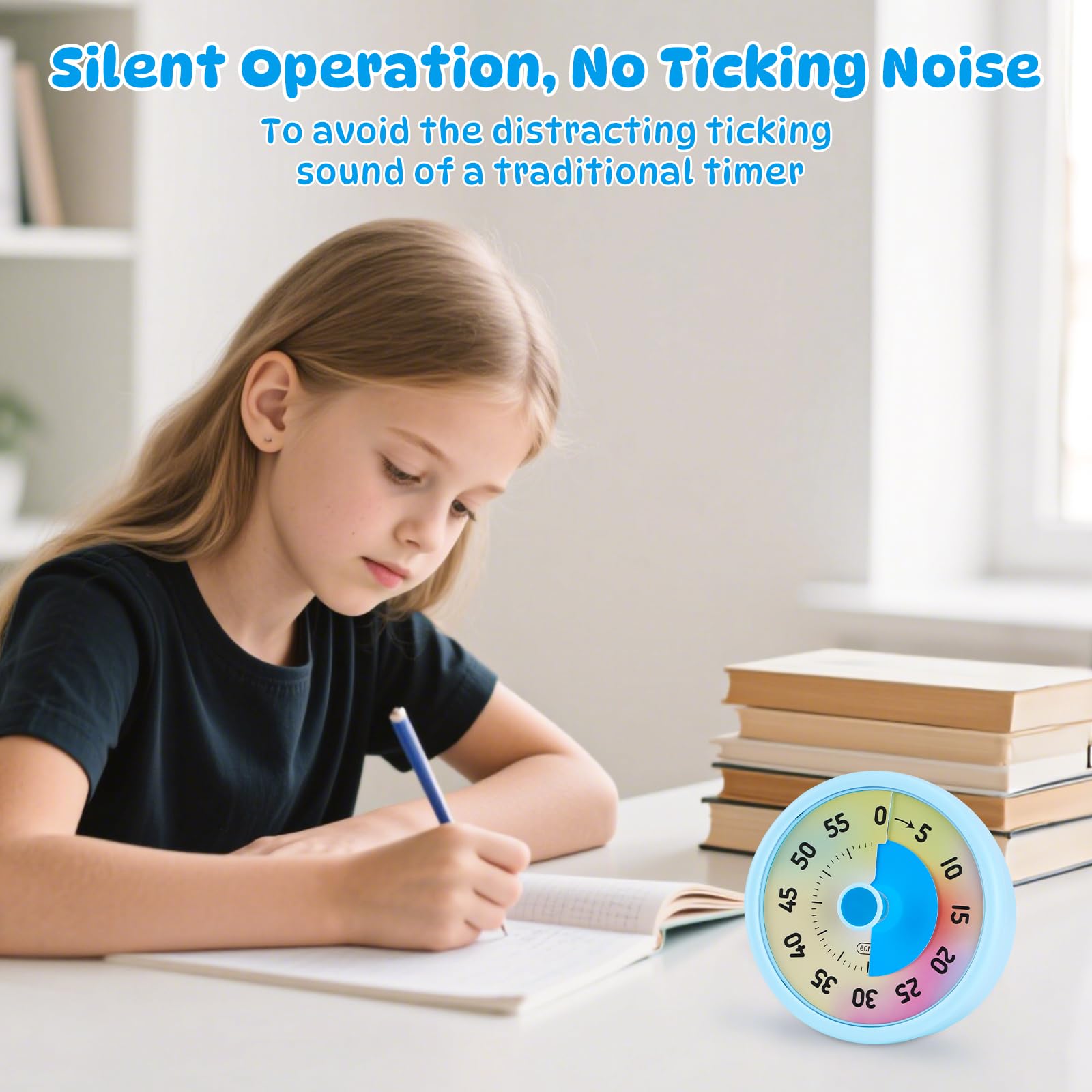Euqvunn Visual Timer for Kids 60 Minute Visual Countdown Timer with Silent Operation - Image 3