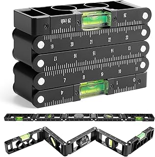 Foldable Level,29-Inch Premium Folding Level,5 Sections Measuring Folding Level Tool With 4 Easy-Read Level Bubbles 45°/90°/180°,Level For Carpenters,Woodworkers,Fabricators