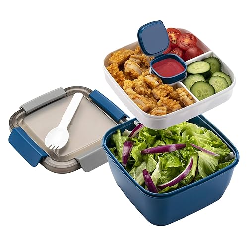 Freshmage Salad Lunch Container To Go, 52-oz Salad Bowls with