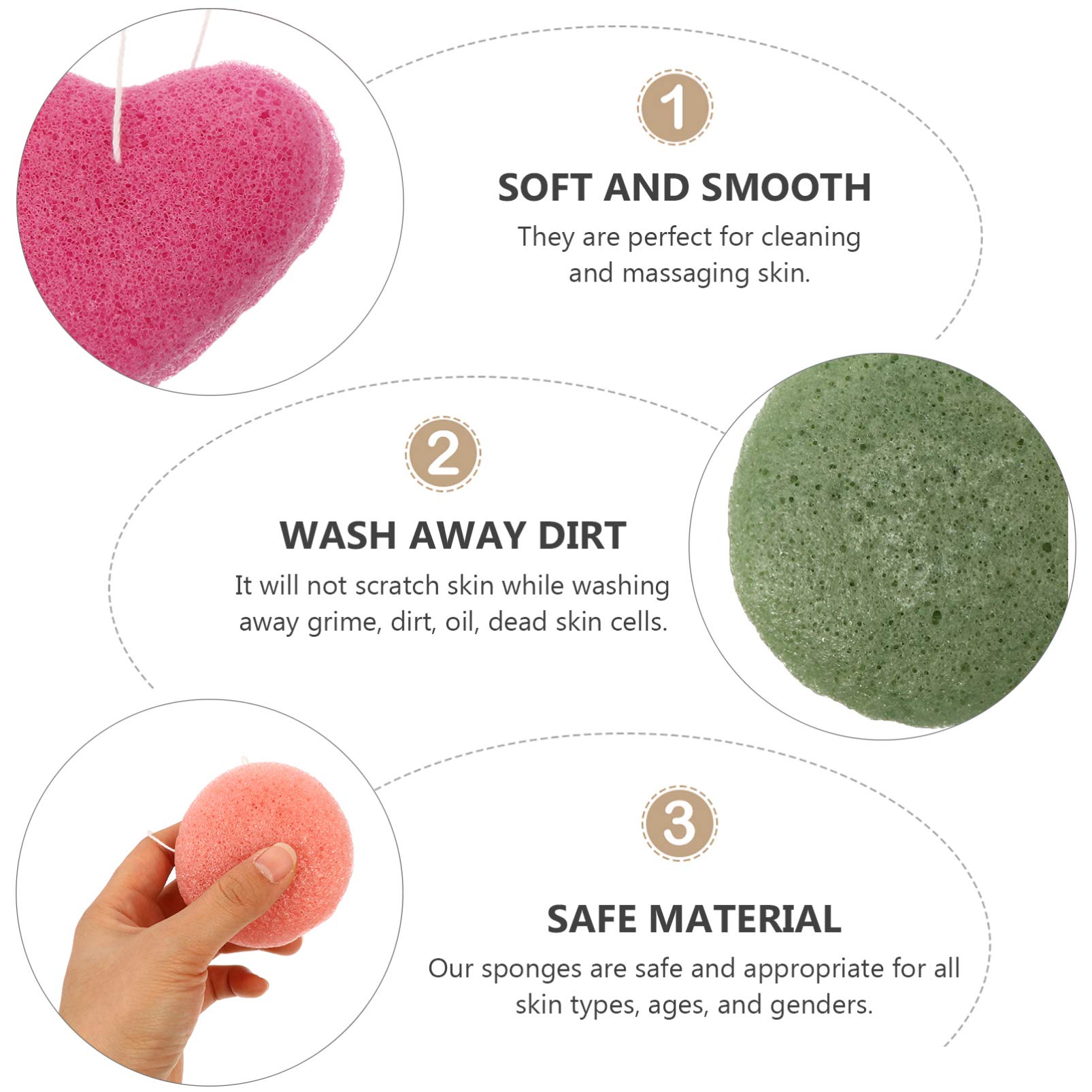 FRCOLOR Spülschwamm Stück Gesichtsreinigung Gesicht Puff Make- Up- Entfernungsschwamm Reinigungs- Peeling- Schwamm Schwamm Wiederverwendbares Make- up Schwämme