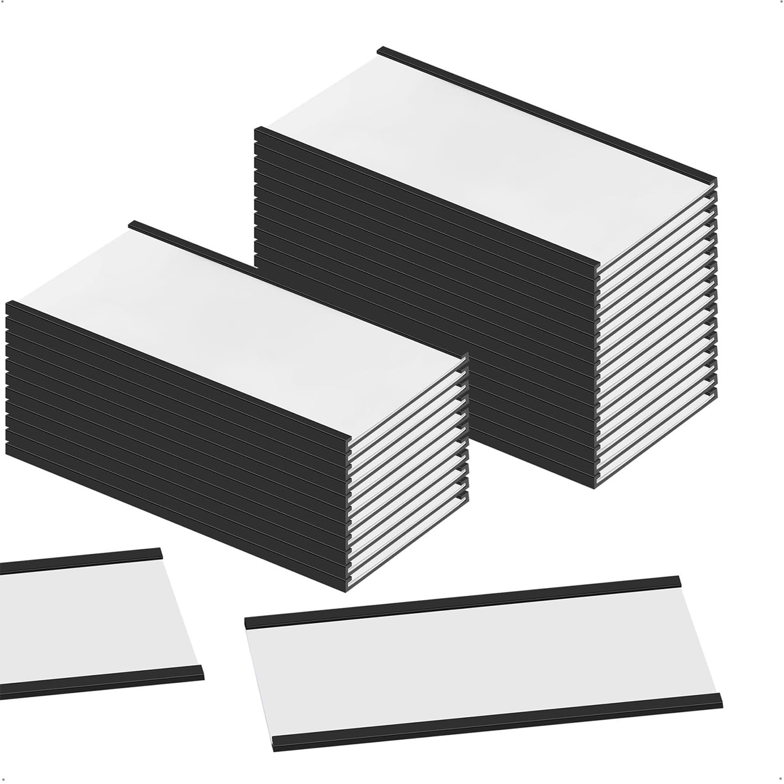 X spring Magnetic Label Holders, 30 Pcs C Channel Label Holder, Magnetic Shelf with White Card Inserts and Clear Plastic Protectors Shelf Labels, Magnetic Labels for White Board, Toolbox, Metal Wall