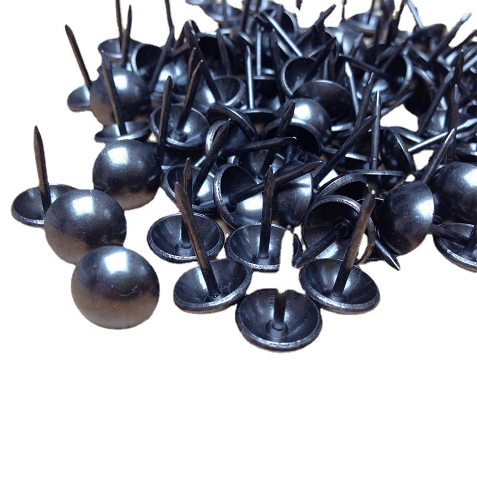 Flat Head Push Pins 100Pcs Black Jewelry Boxes/Sofa/Drum Nails/Decorative Nails Thumbtack/Upholstery Nails/Pneumatic Pins Gun Air Nail(25x25mm)