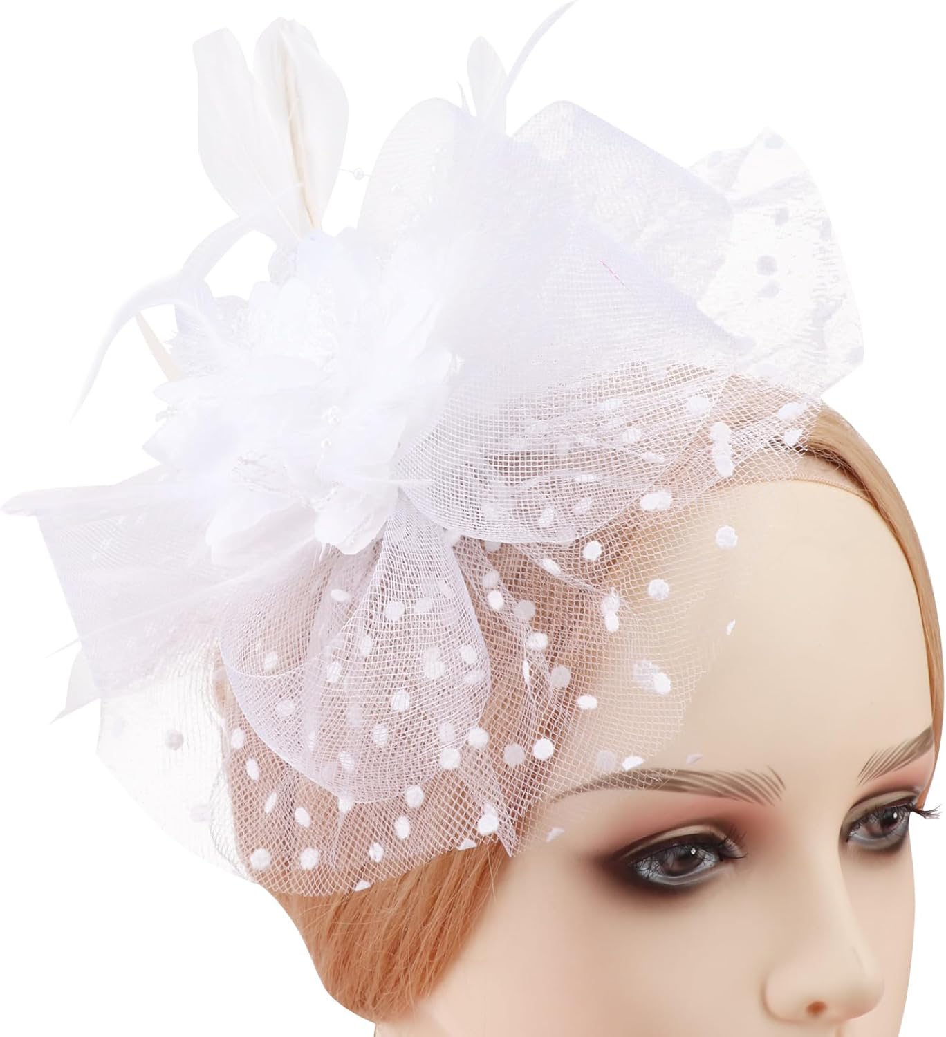 DRESHOW Fascinators Hat Feather Headband Women's Fascinators Tea Party Headwear with Clip Flower Head Band for Girls & Women - Image 2