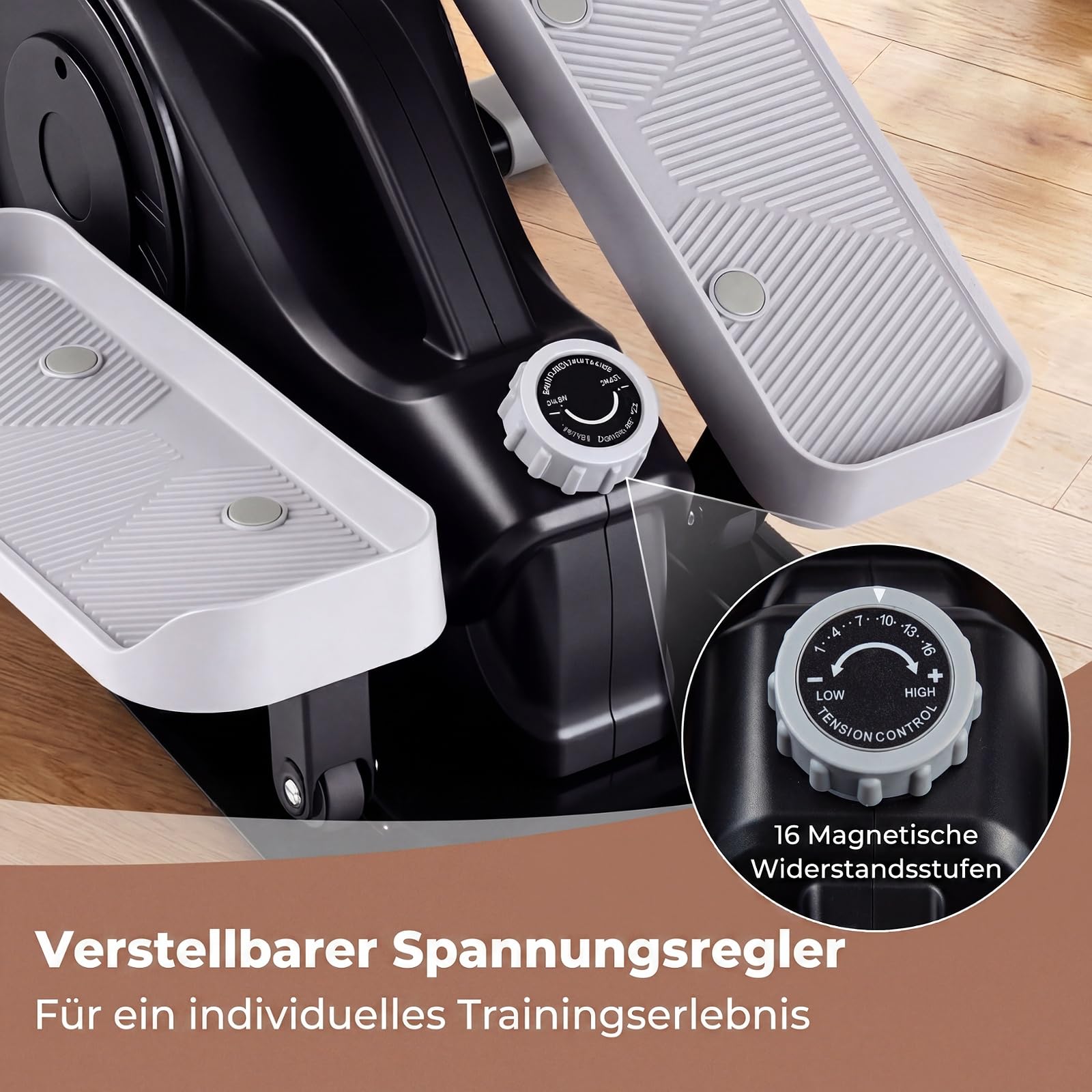 COSTWAY Mini elektrischer Crosstrainer, Stepper für Zuhause, Büro | Ellipsentrainer mit verstellbarem Widerstand & LCD-Display, Leise & Tragbar, Pedaltrainer für Senioren & Erwachsene