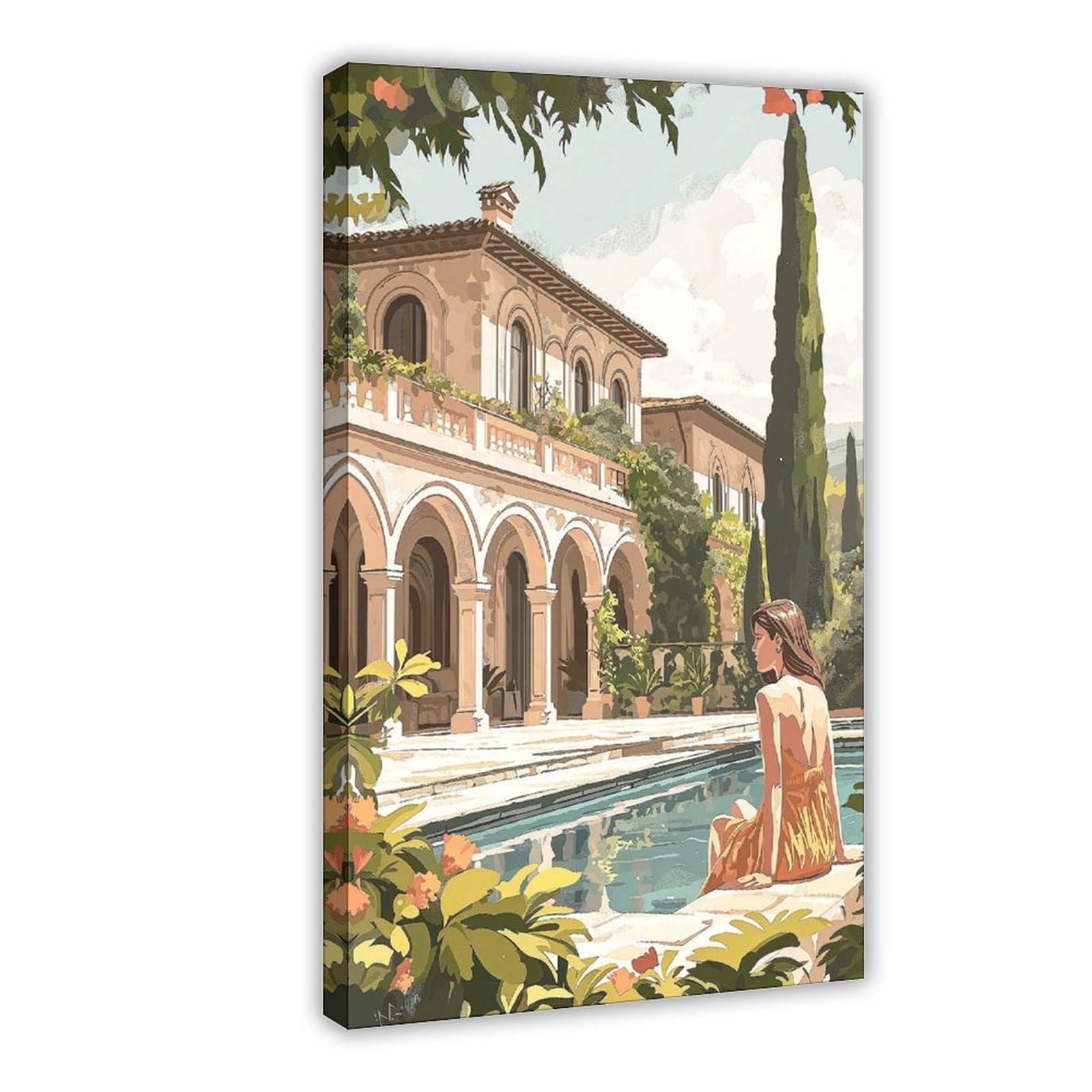 Bareronor Tuscany Villa Canvas Poster Bedroom Decor Landscape Office Room Decor Gift 16" L X 24" W