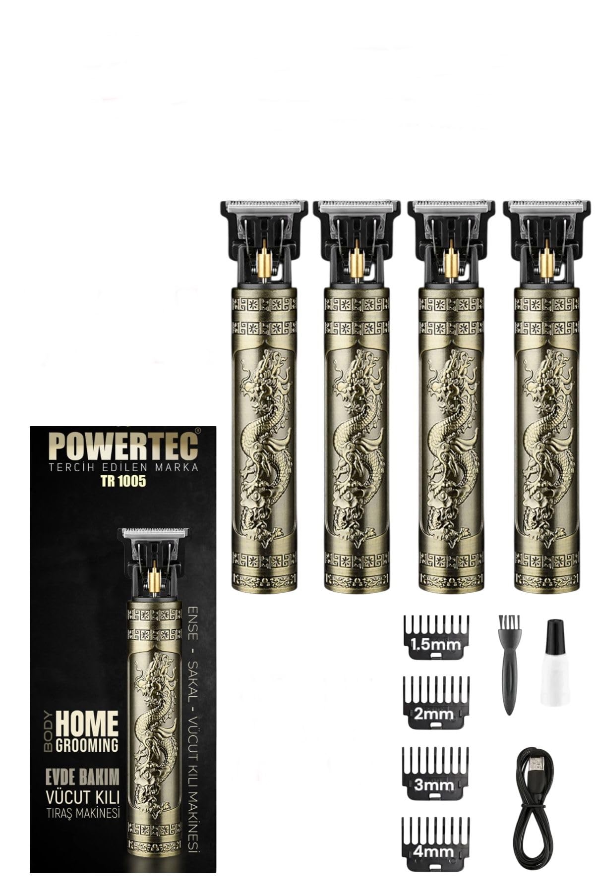 Powertec TR-1005 (4 ADET) Şarjlı Sakal Ense Vücut Lazer Epilasyon Öncesi Tıraş Makinesi