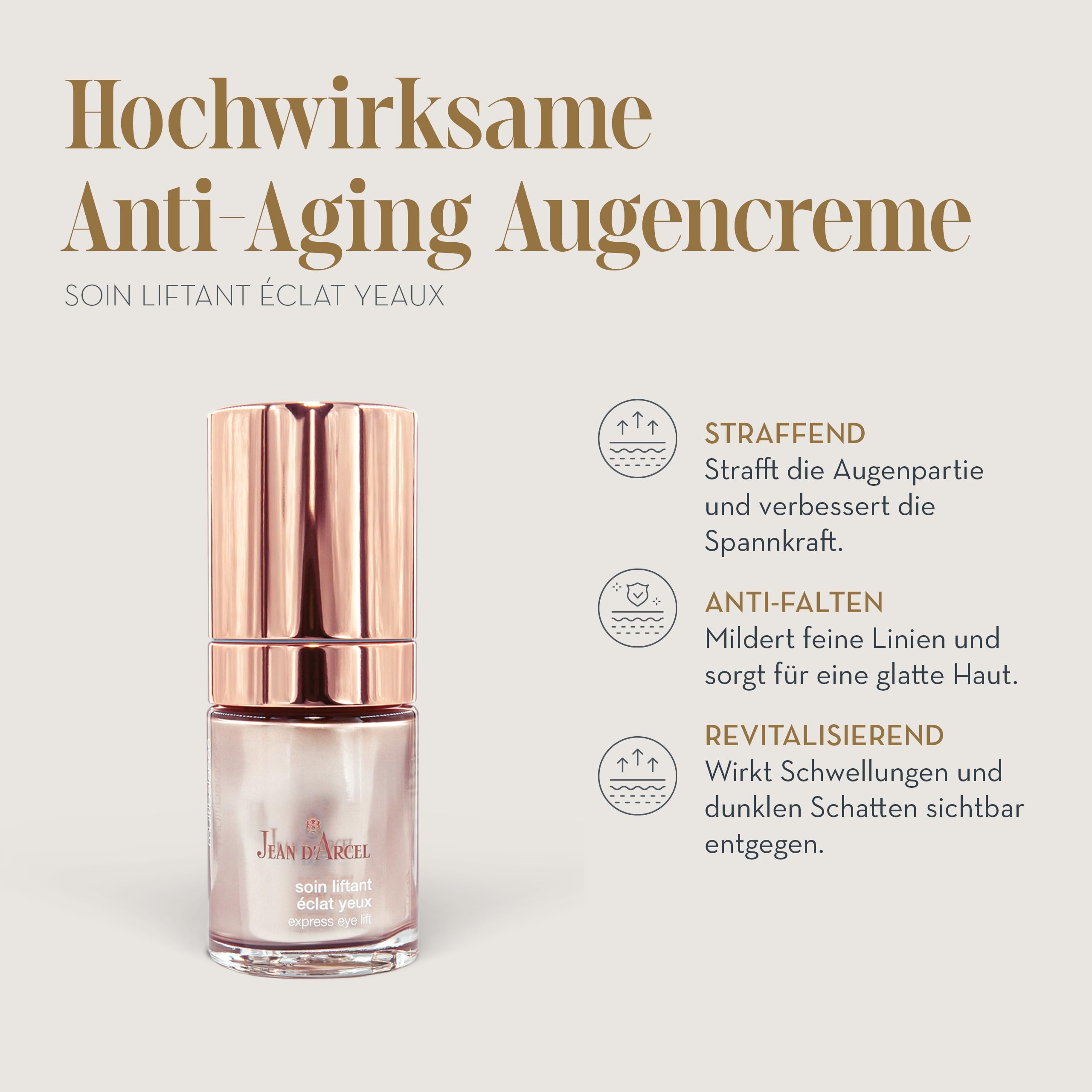 JEAN D'ARCEL Anti Aging Beauty Set - Gesichtscreme CRÈME LIFTING CONFORT 50 ml & Augencreme SOIN LIFTANT ÉCLAT YEUX 15 ml - Strafft die Haut - Reduziert Augenfalten - Inklusive Kosmetiktasche