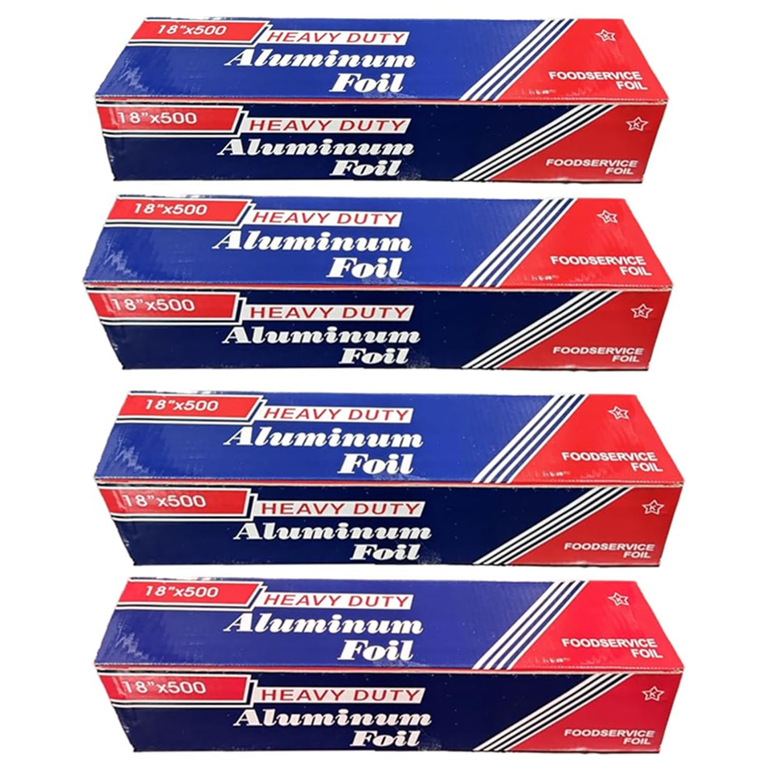 Hash Top 18" x 500" (4 Pack) Standard Aluminum Foil Roll - Food Service Heavy Duty Aluminum Foil Roll - Commercial Grade Disposable Foil for Food