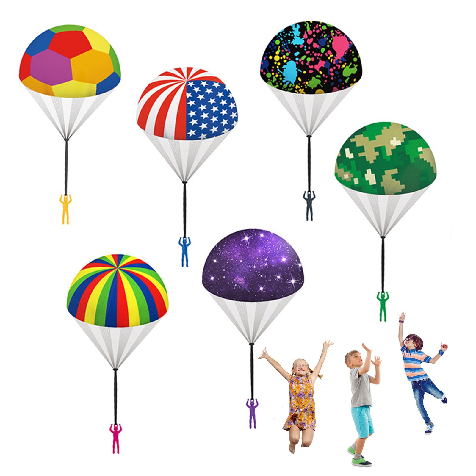 Parachute Toy Outdoor Flying Parachute for Kid, Throwing Children's Flying Toys with Small Figures, Top Indoor & Outdoor Hand Throw Soliders for 3 4 5 6 7 8 9 10 11 12 Year Old (6PCS)