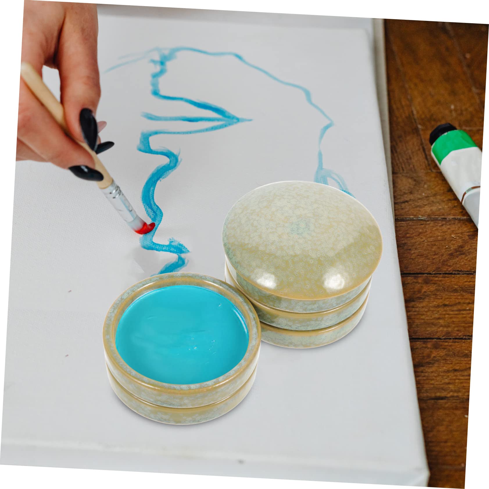 Anneome Paleta para Mezclar Acuarelas de 5 Capas Apilable de Cerámica Práctica y Multiusos, Adecuado para Artistas y Principiantes en Pintura Artística