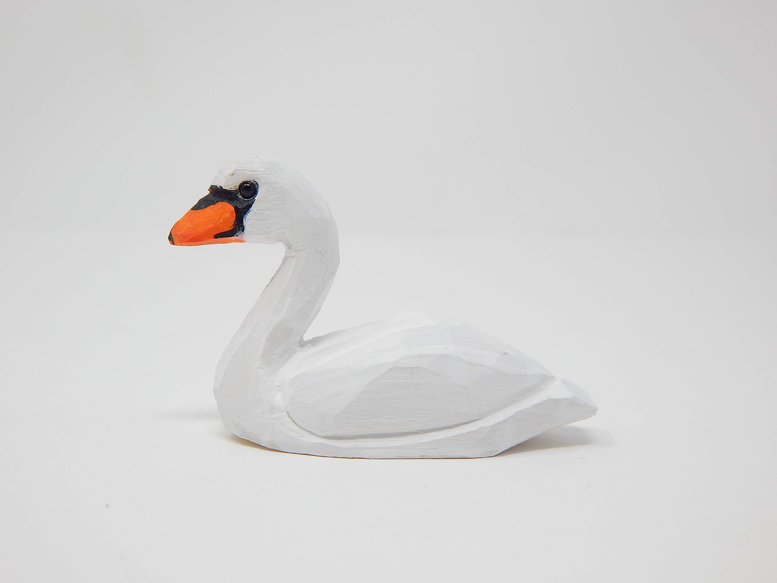Swan Figurine Decoration Wood Goose Love Bird Statue Art Miniature Carved Small Animal Sculpture…, White - Image 5