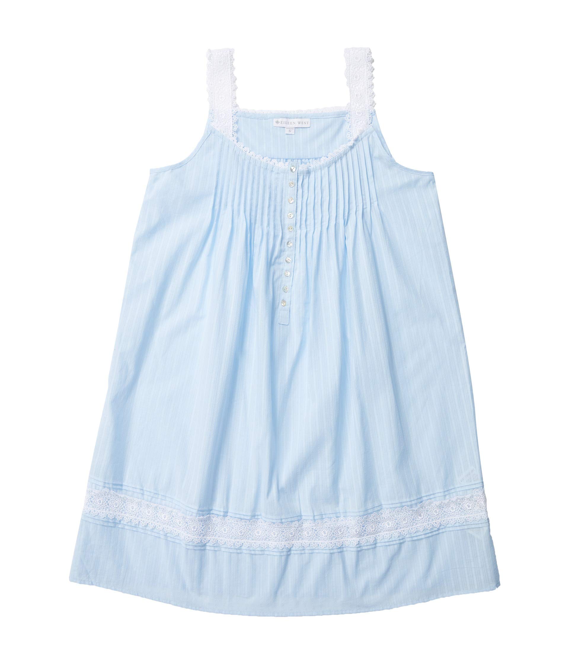 Eileen WestSleepwear & Loungewear for Women - Dobby Stripe Collection - 100% Cotton Sleeveless Lightweight Short Nightgown