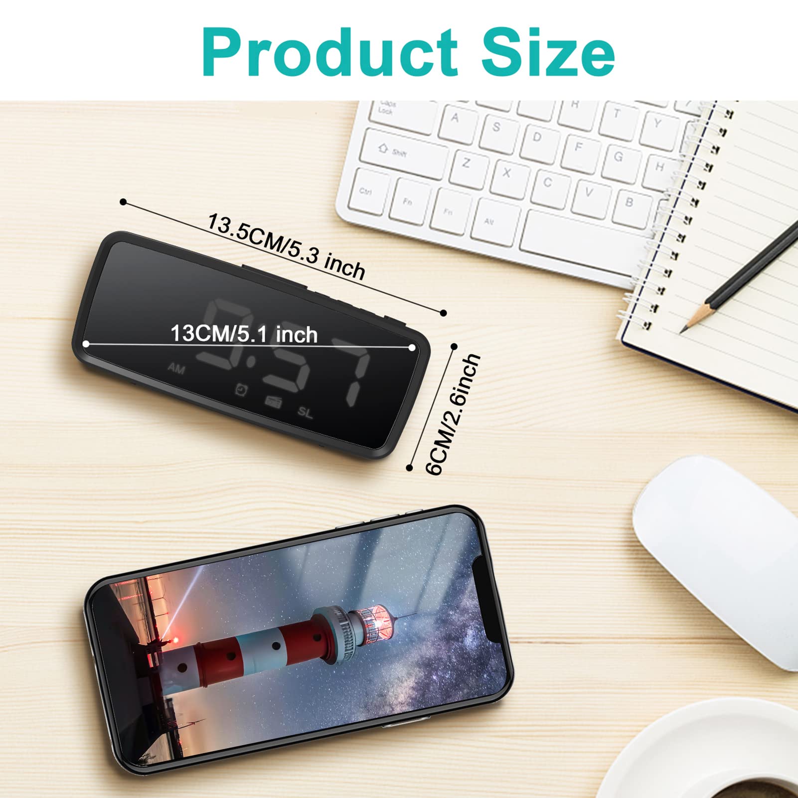 Radio Reloj Despertador, Despertadores para Personas Que Duermen Mucho, Reloj para Dormitorio con Temporizador de Apagado, para Cabecera de Dormitorio