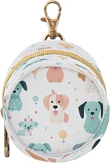 Pacifier Holder Cartoon Dogs Pacifier Storage Case with Zipper & Metal Hook Buckle Portable Container for Baby Binky