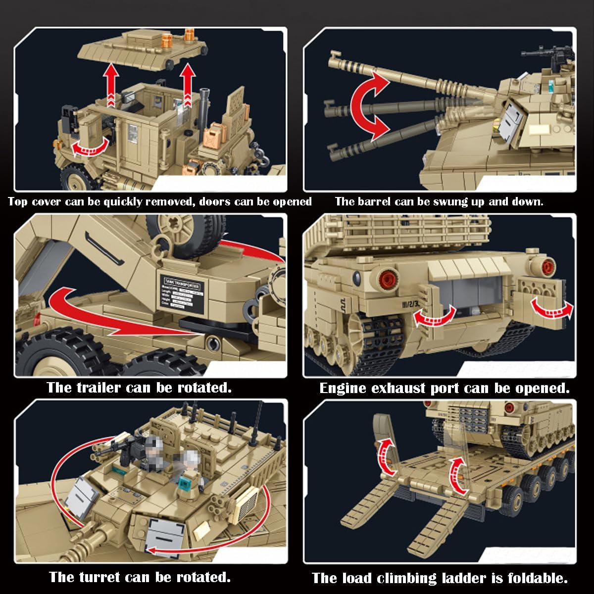 Lemess Military M1070 Armored Transports Tank Building Kit, WW2 Military Tank Building Block Set, 3482 Pieces, WW2 Armored Tank