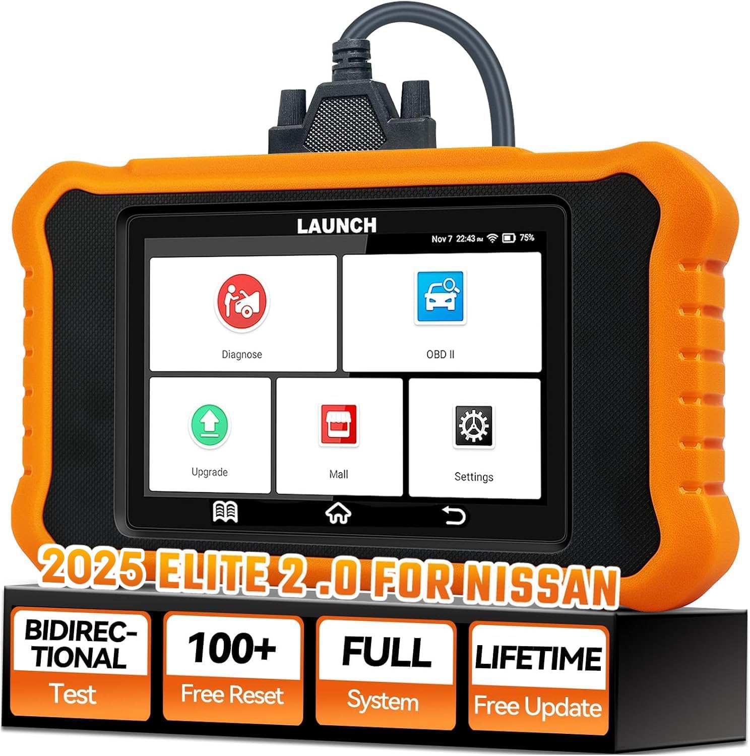 LAUNCH X431 OBD2 Creader Elite V2.0 for NISSAN/for INFINITI Bi-Directional Diagnostic Full System, 50+ Special Functions Obd2 Scanner, ECU Coding Battery Registration,etc. Lifetime Update Scanner