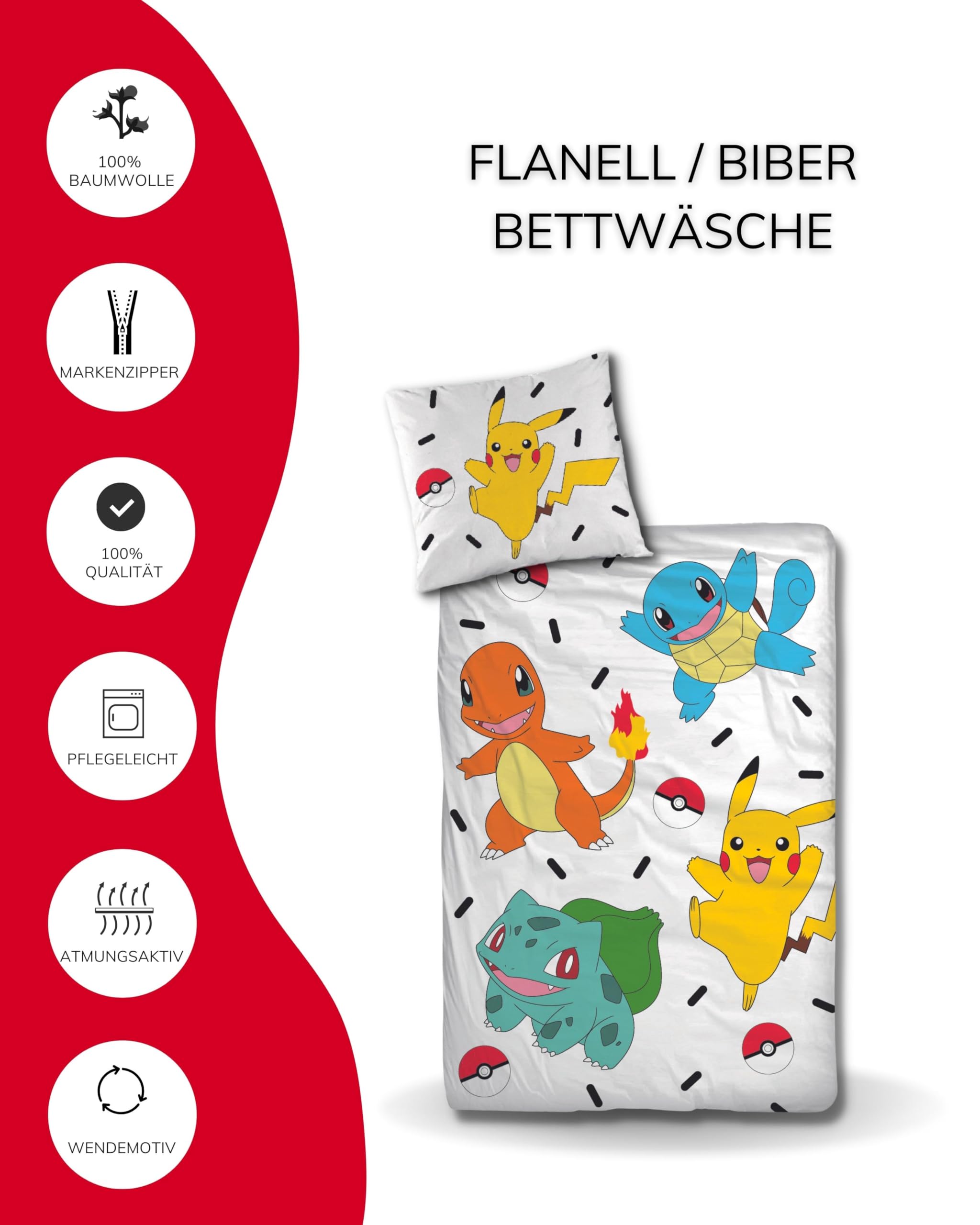 Set Biancheria Letto Pokémon Pikachu - Copripiumino 135x200 Cm E Federa 80x80 Cm, 100% Cotone, Blu E Giallo