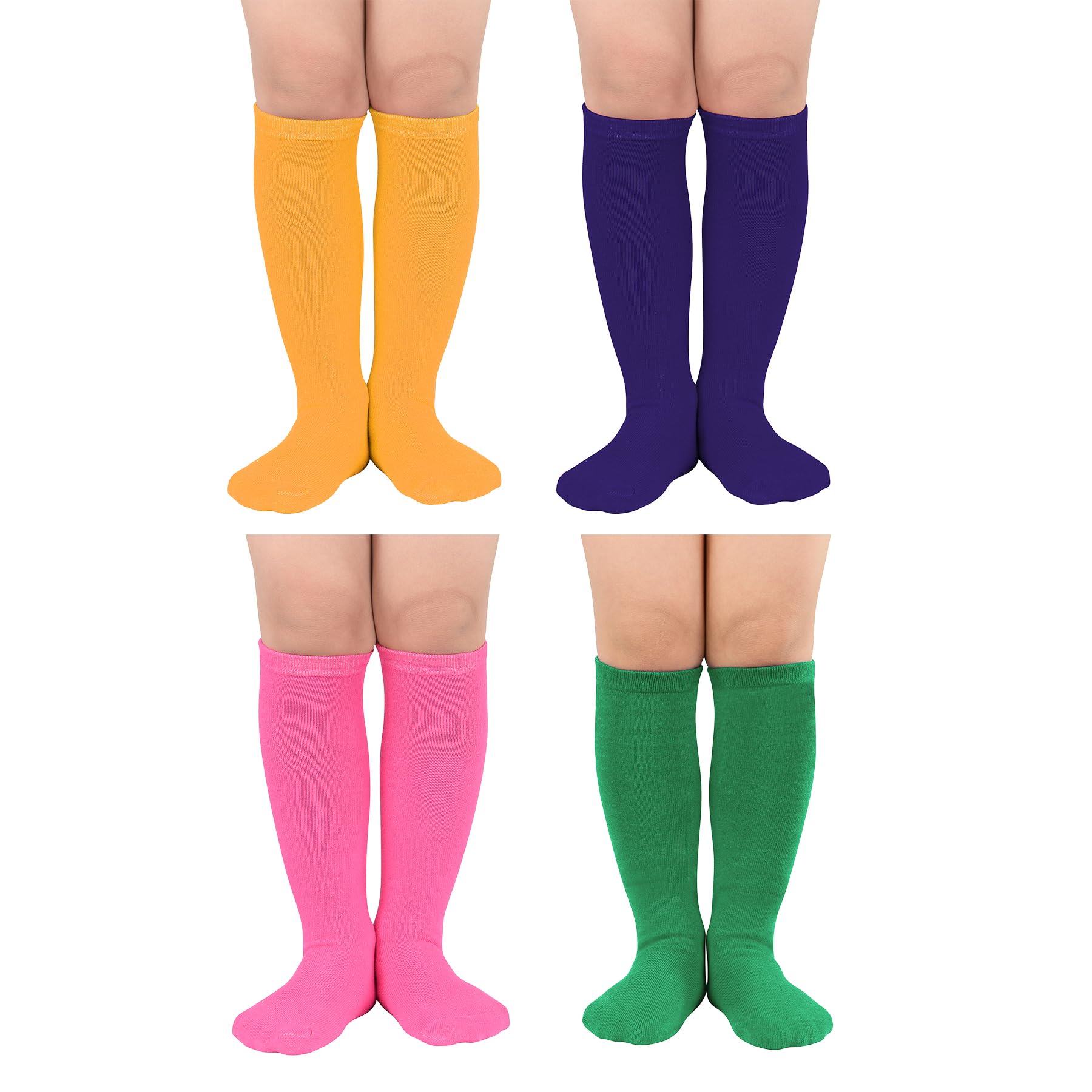 Zando 4 Pairs Kids Soccer Socks Baseball Softball Socks Youth Athletic Socks Boys Girls Knee High Socks