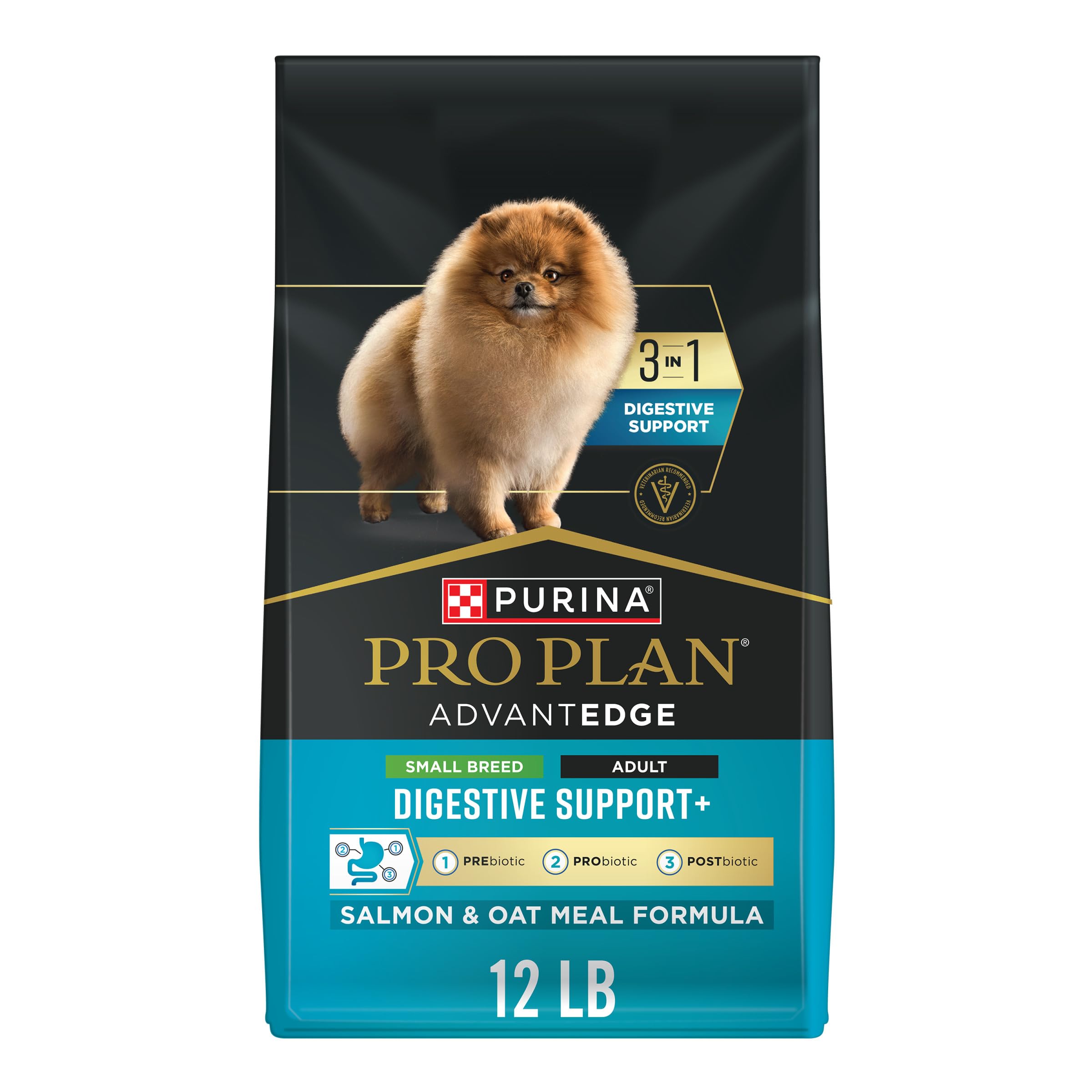Purina Pro Plan AdvantEDGE Digestive Support Plus Small Breed Salmon and Oat Meal Formula Adult Dry Dog Food - 12 lb Bag