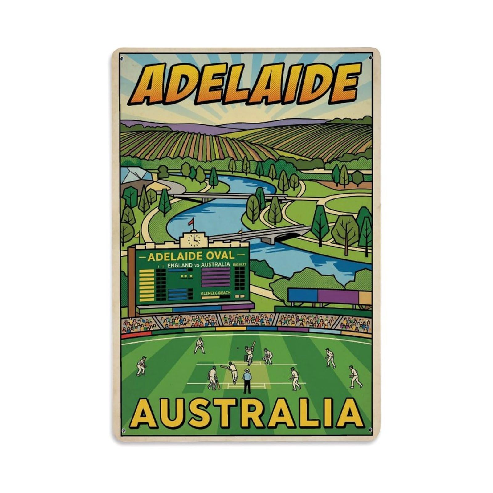 Australia Adelaide Regional Travel Vintage Metal Tin Sign