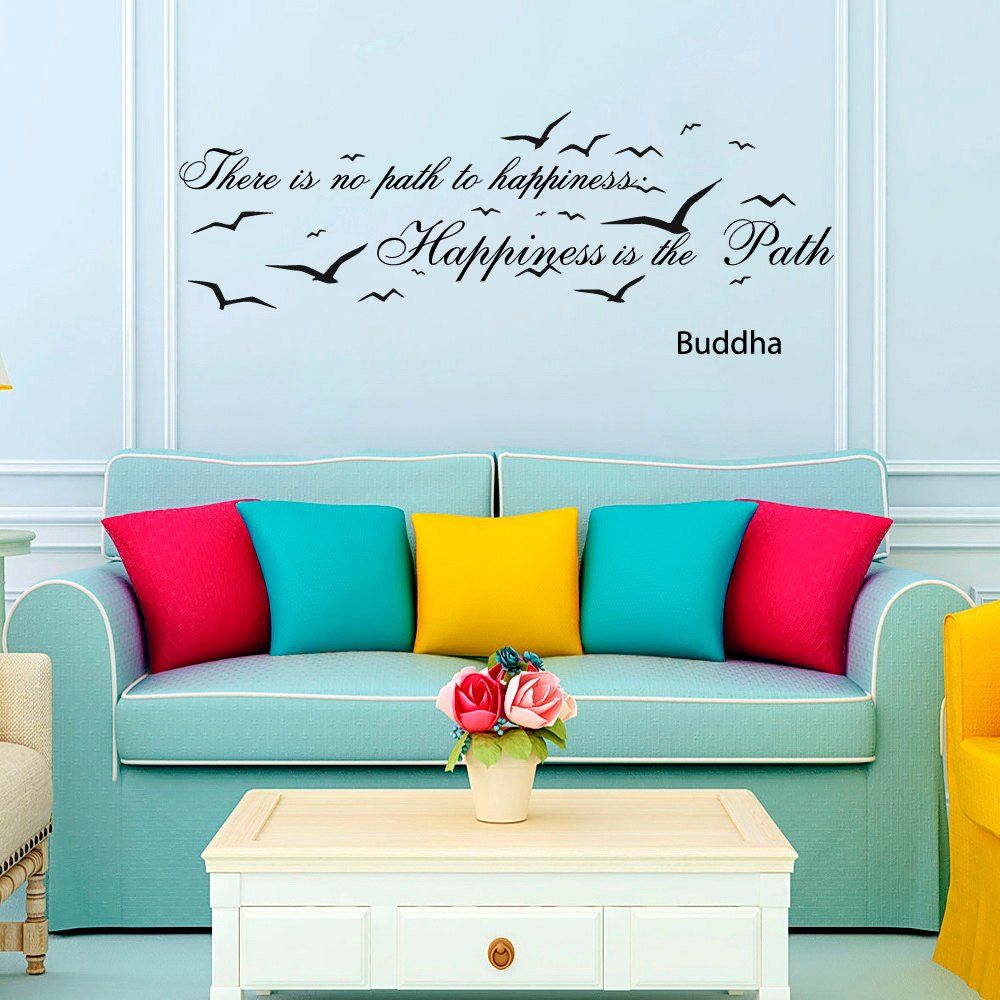 Decorimdecorwalldecal [User Selected] Wall Decals Quotes There Is No Path To Happiness Buddha Quote Yoga Vinyl Sticker Wall Decor Murals Wall Decal