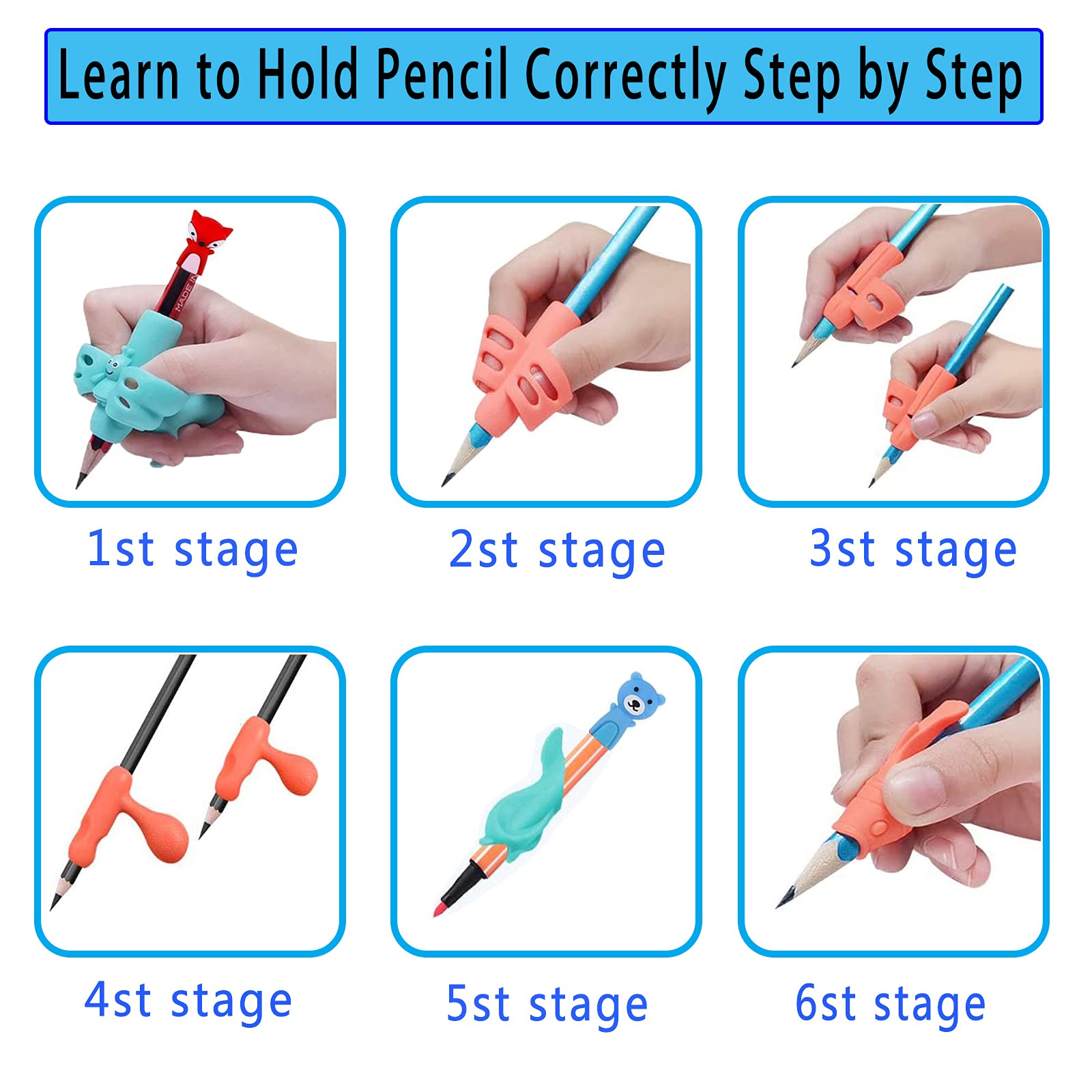 Pencil Grips, Pencils Grips for Kids Handwriting, Pencil Holder for