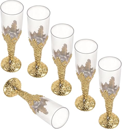 GANAZONO Copas de vino de cáliz, 12 unidades, copas de vino de plástico vintage, copas de vino, copas de bar con tallo para fiesta, iglesia,