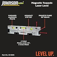 Vista 2 de Johnson Level & Tool 40-6184 - Nivel láser de torpedo magnético, color plateado y negro, 1 nivel láser