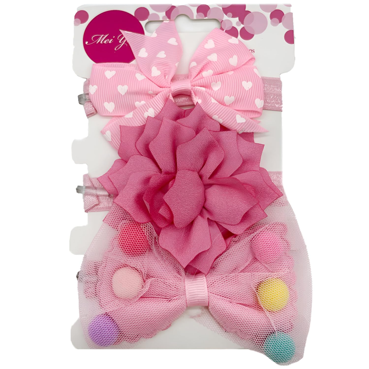 SYGA 3 Pcs Baby Girl Headband Strechable Bow Crown Flower Soft Hairband Suitable For 0-3 Years (Color 5)-image-37