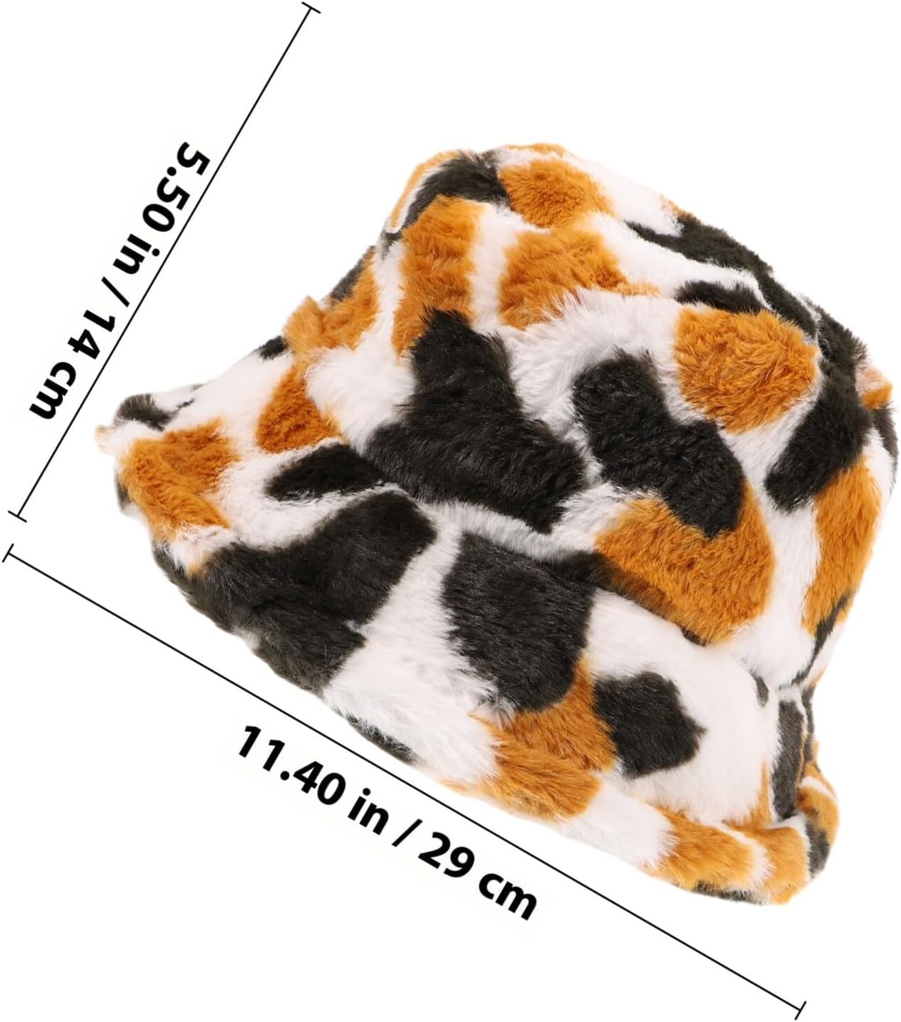 Plush Cow Print Bucket Hat for Women, Warm Thick Fleece Fisherman Cap, Comfortable Soft Plush Hat for Fall Winter Outdoor Use Multi