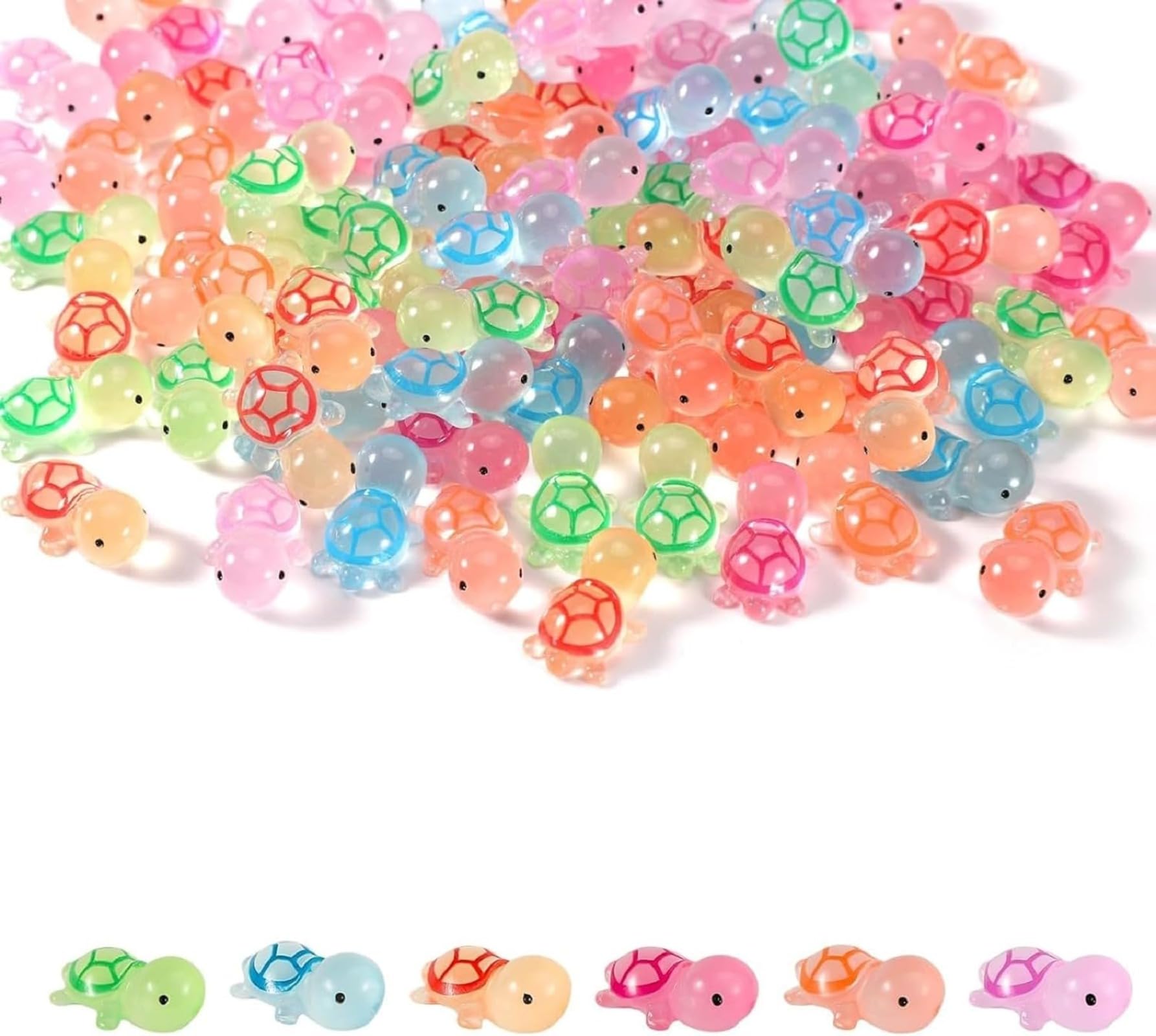 100 Mini Figurines Tortues Phosphorescentes En Résine – 10 Couleurs, Pour Déco, DIY Et Loisirs Créatifs 100 Mini Figurines Tortues Phosphorescentes En Résine – 10 Couleurs, Pour Déco, DIY Et Loisirs Créatifs