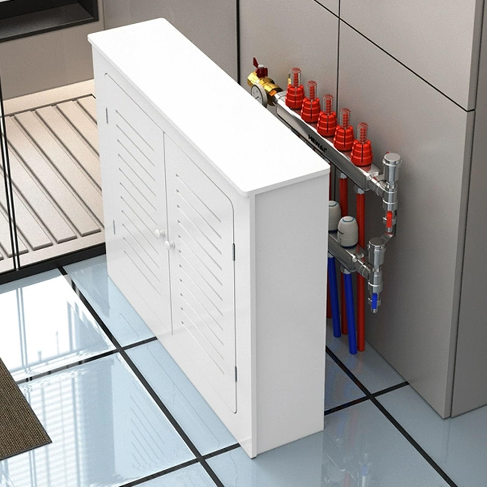 Cubreradiador de 2 puertas armario para ocultar radiador con estante de madera 90x100