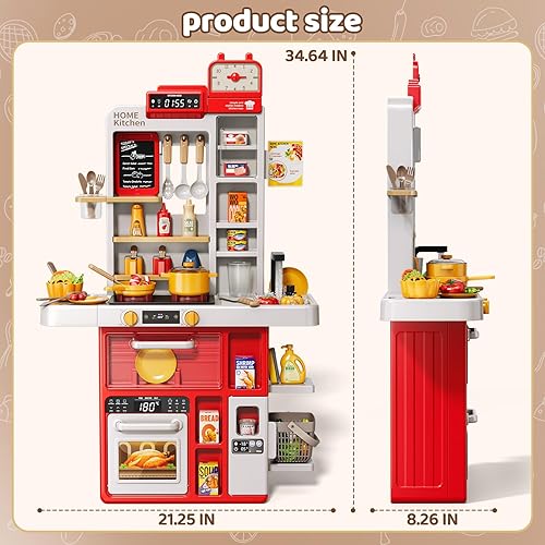 Miniatura 6 de Juego de cocina para niños, juego de cocina de 88 piezas para niños pequeños de 3 a 5 años, estufa de cocina, accesorios de juguetes con luz y