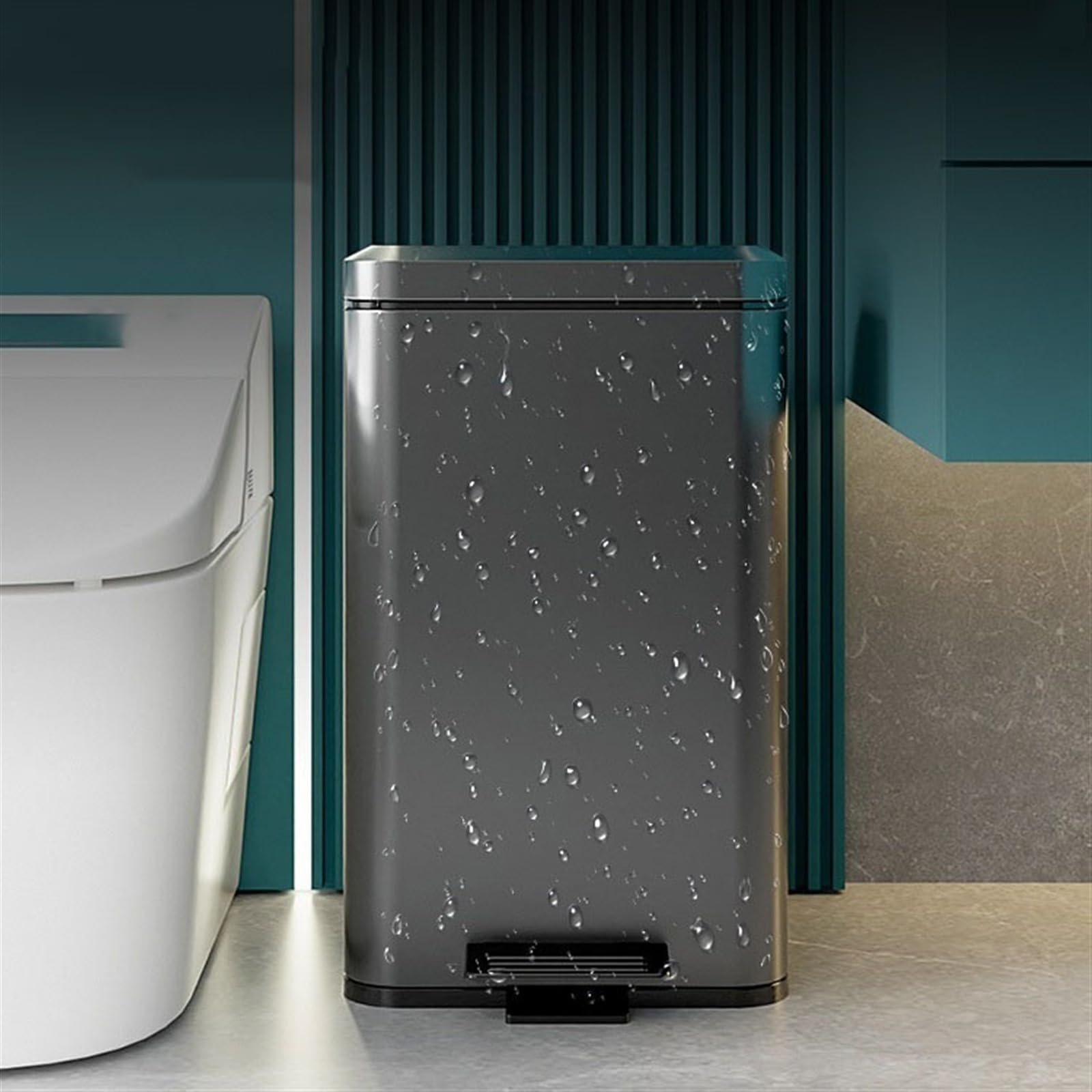 Mülleimer Küchen-Mülleimer mit Soft-Close-Funktion und Deckel Tritt-Mülleimer aus Edelstahl Anti-Fingerabdruck-Pedal-Mülleimer mit herausnehmbarem Inneneimer,Schwarz-15L