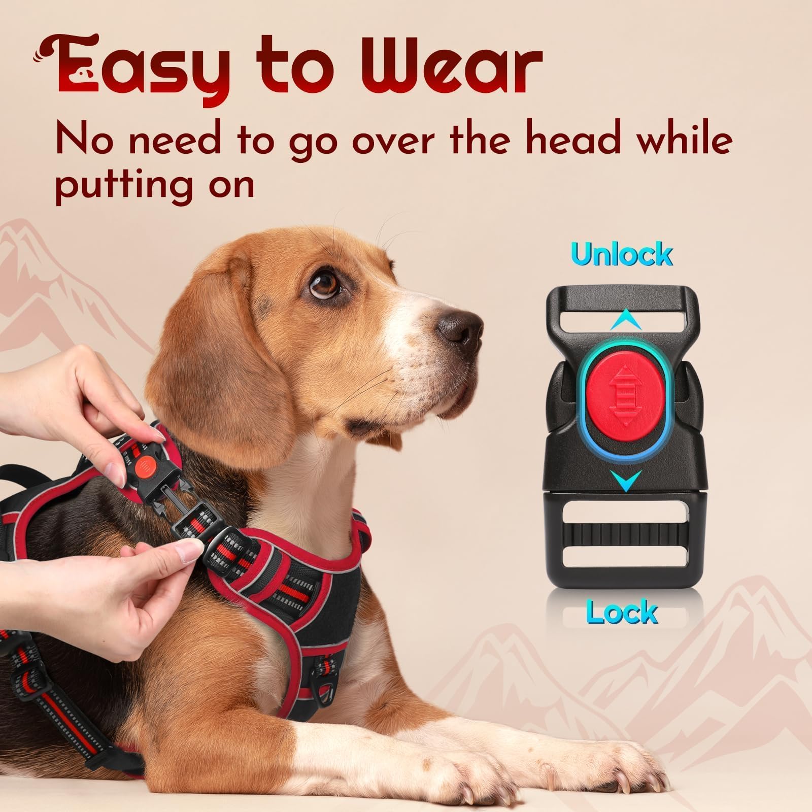 Eagloo Harnais pour chien de taille moyenne, réglable, anti-traction avec 3 boucles, doux, rembourré, facile à promener avec poignée, gilet réfléchissant anti-étranglement avec 2 clips pour laisse,