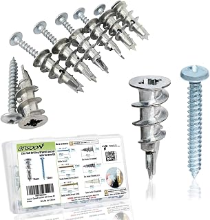 Ansoon Zinc Self-Drilling Drywall Anchors with Screws Kit - 25 Heavy Duty Metal Anchors Holds 75 lbs, 50 Pieces Total