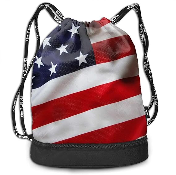 American Flag DrawstringBackpackBulkLarge Drawsting Bag Drawstring