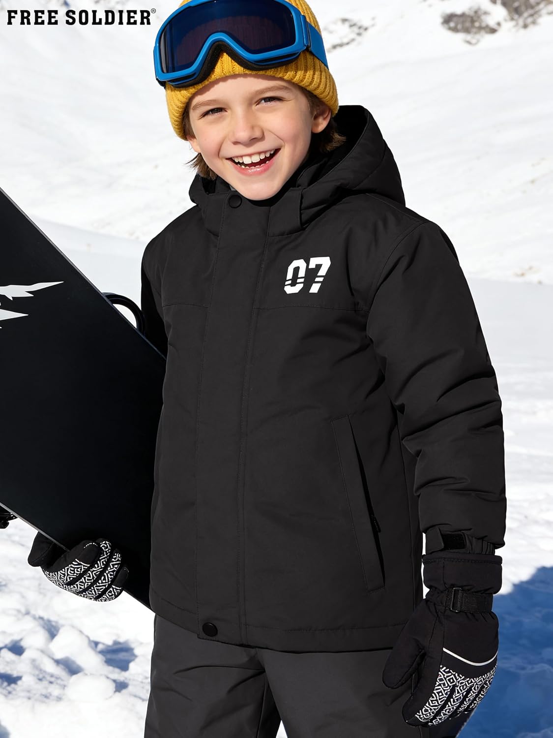 FREE SOLDIER Boys Girls Waterproof Ski Jacket Fleece Lined Warm Winter Snow Coat Kids Winter Jacket with Detachable Hood - Image 2