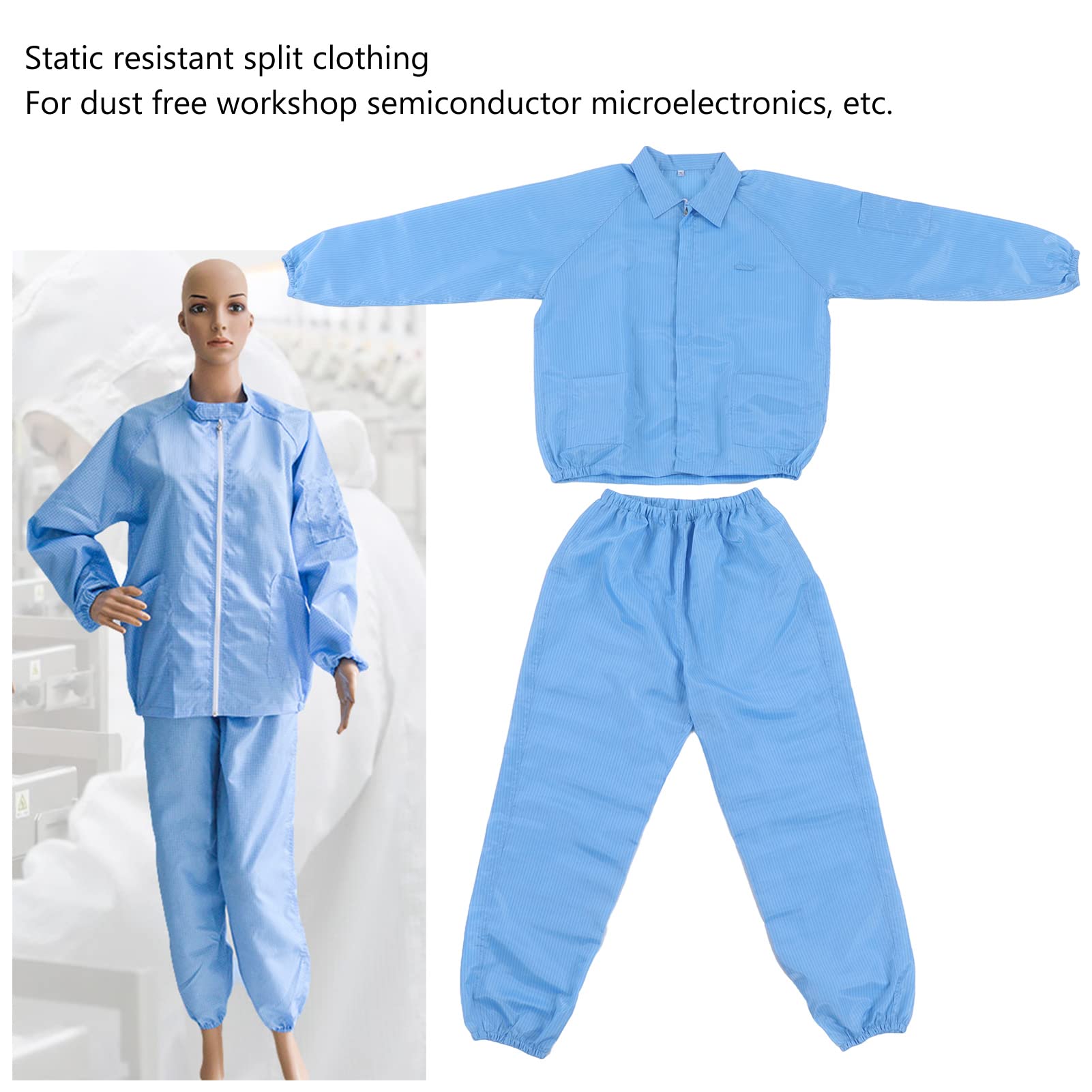 Cocoarm Cappotto ESD Abbigliamento da Officina Diviso in Poliestere Giacca Antistatica con Colletto Rialzato Cucitura Precisa Vestibilità Comoda per Indumenti da Lavoro per Camere Bianche SMT