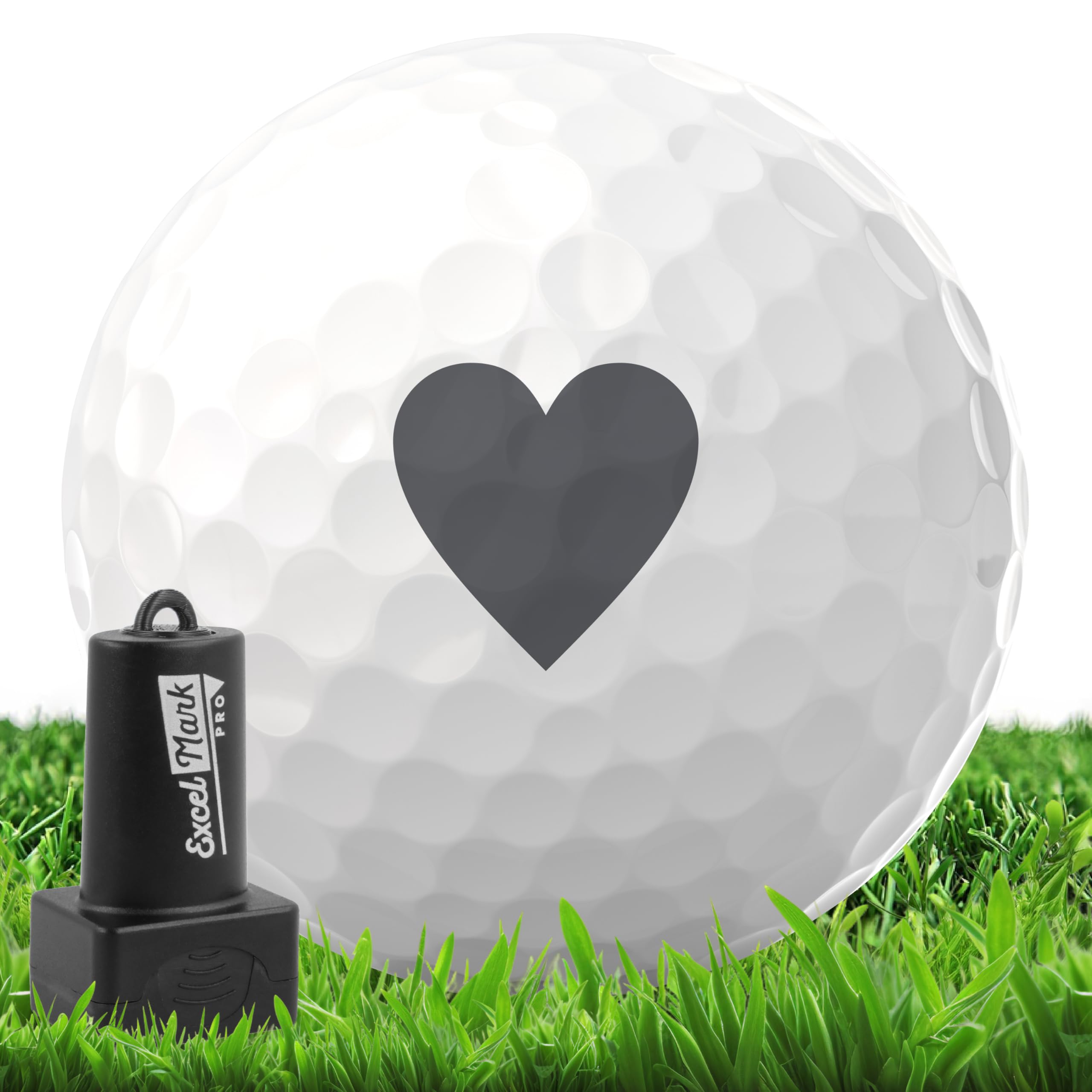 ExcelMark Pro Golf Ball Stamp - Easy Ball Identification - Choose from 25+ Styles and 4 Colors! - Heart
