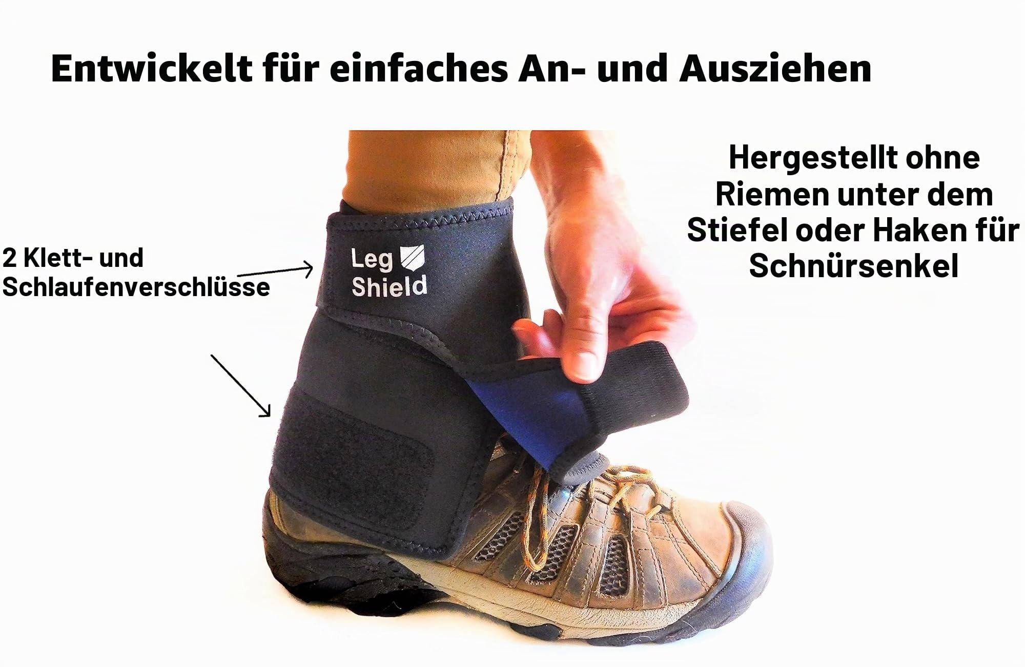 Niedrige Gamaschen – Klettverschluss-Design für einfaches An- und Ausziehen – Neopren-Beingamaschen zum Wandern, Langlauf, Hofarbeit – bequem, eng anliegend (Paar)