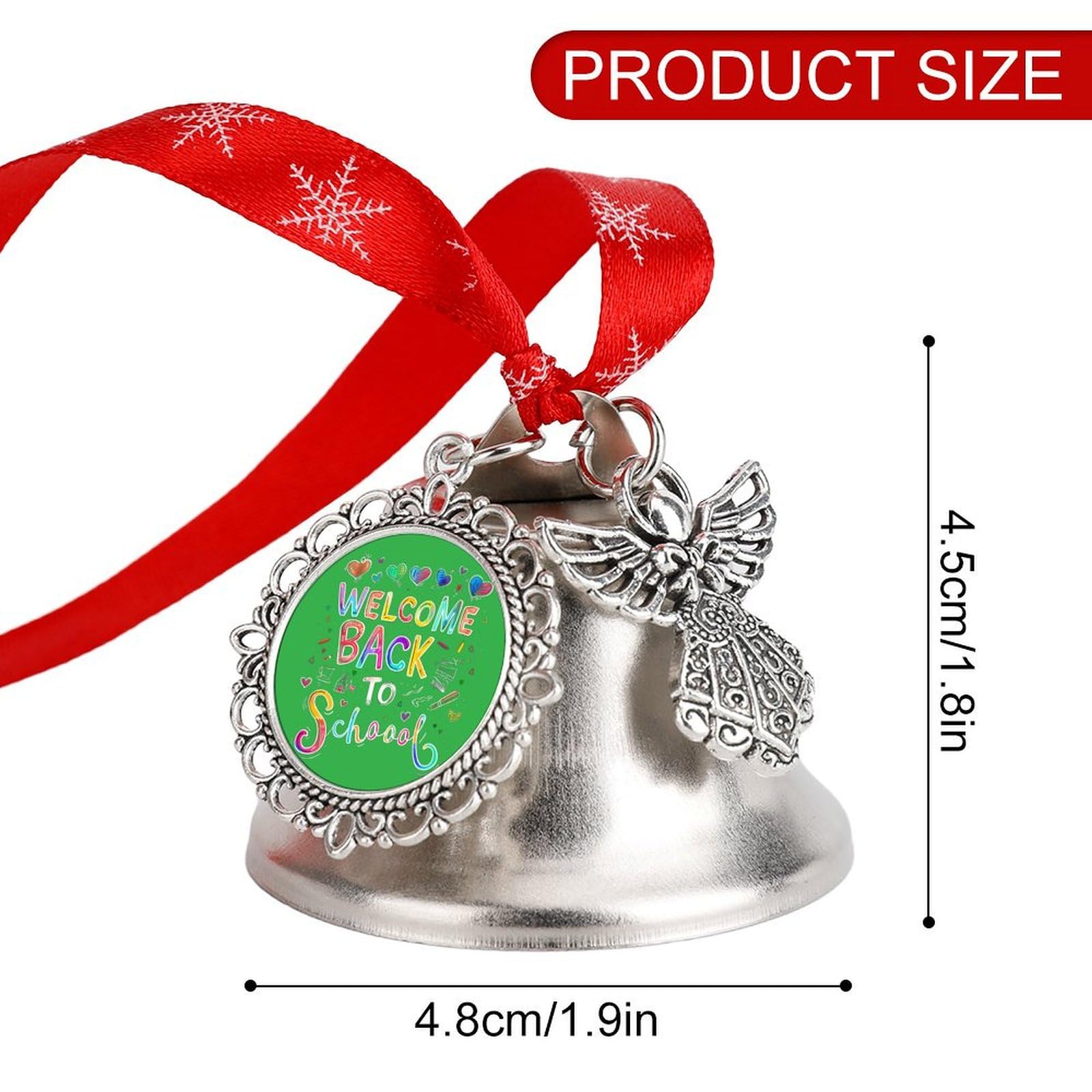 Welcome Back to School Funny Christmas Bell Ornament Cute Xmas Tree Hanging Pendant Decoration for Holidays Party