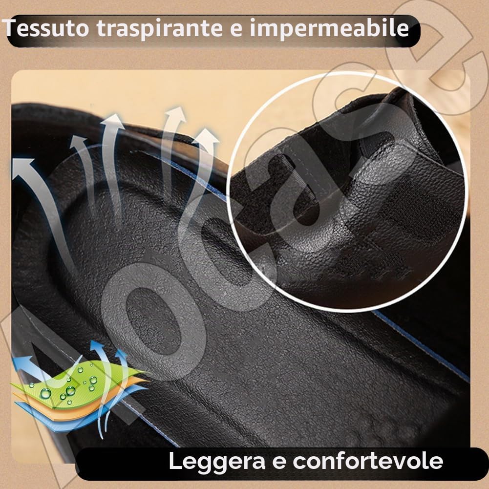 Ortopediche Donna in Pelle Impermeabile Seamless Scarpe da Ginnastica Antiscivolo per Cuscino d'Aria da Passeggio Slip-on, Nero, 39/245mm
