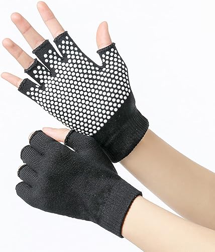 Miniatura 11 de Juego de guantes y calcetines de yoga con agarres, antideslizantes para mujer, yoga, baile, pilates, entrenamientos con dedos de los pies Y-G-YG6 2