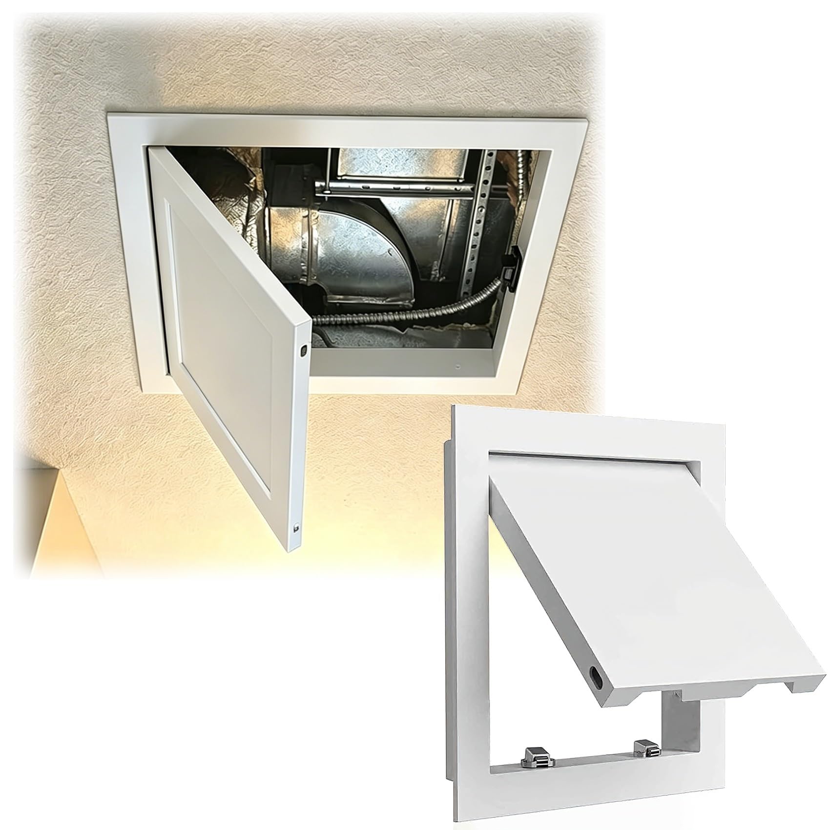 Porta di Accesso in Alluminio, Botola Ispezione Cartongesso Idrorepellente | Pannello di Ispezione Metallo Apertura a Pressione, Piastre di Copertura Per Parete e Soffitto Nasco(Bianco,80x80cm/31x31in)