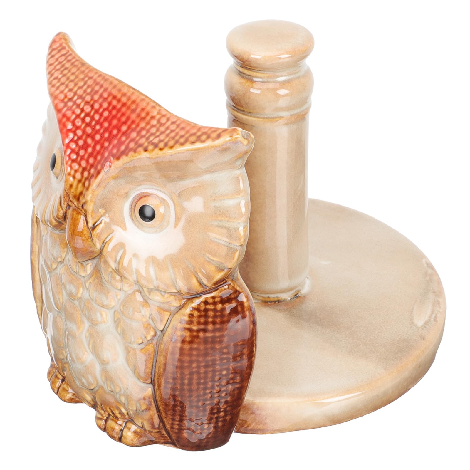 Kisangel Porta Rotolo Carta da Cucina Creativo e Semplice in Ceramica a Forma di Gufo Ferma Saldamente Rotolo Evitando Ribaltamenti