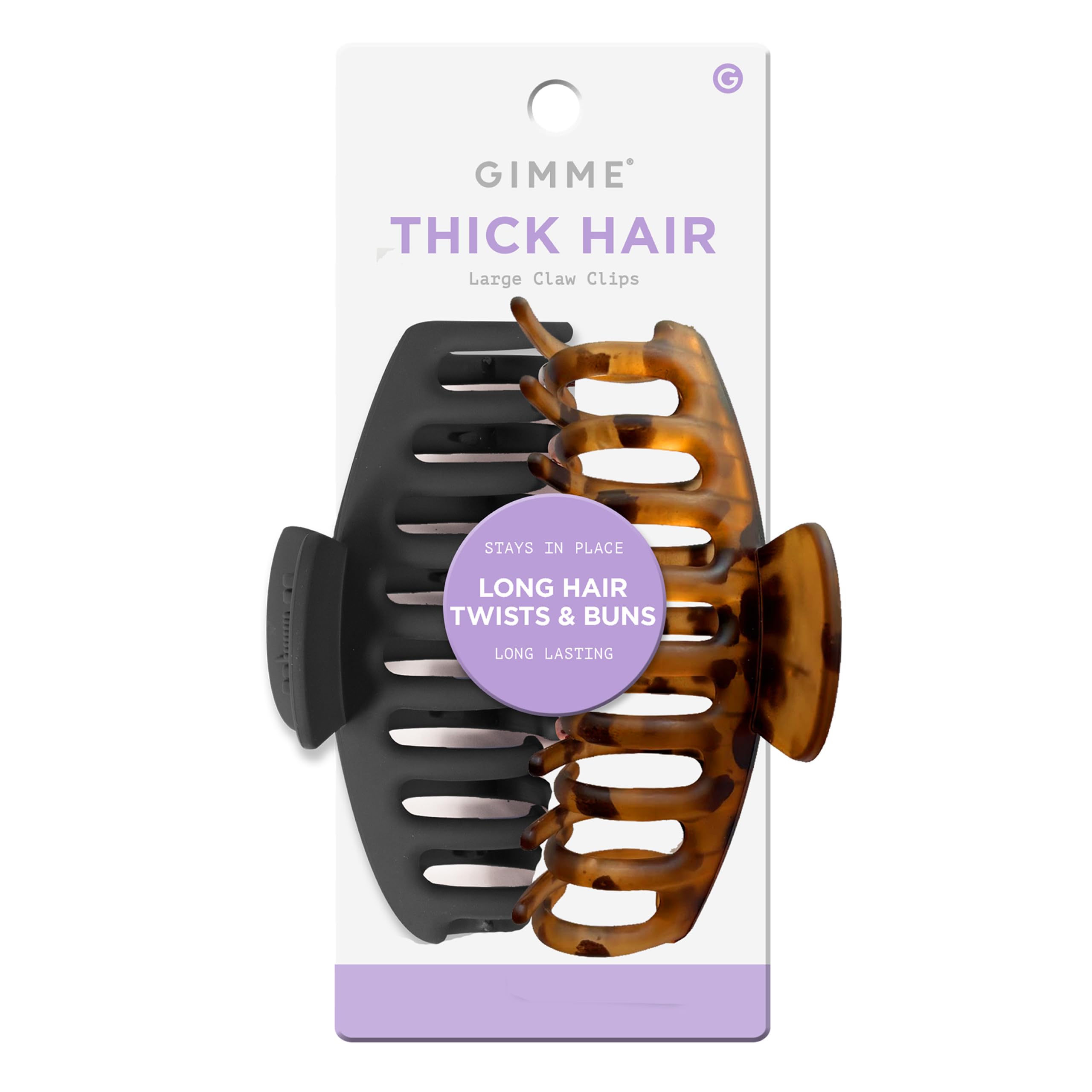 Gimme Beauty Thick Hair Claw Clips - Durable, No-Slip Design for Curly & Textured Hair - Made from Strong & Break-Resistant Recycled Plastic - Black &